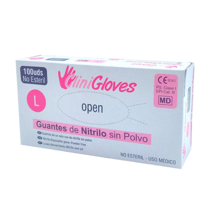 GUANTES DE NITRILO SIN POLVO INTERAPOTHEK 100 UNIDADES TALLA L