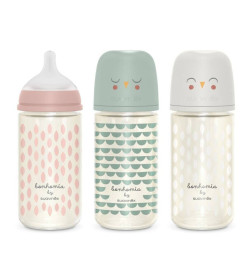 BIBERON VIDRIO TETINA FISIOLOGICA SILICONA BONHOMIA 1 UNIDAD 120 ML TALLA S