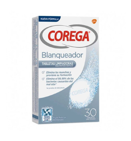 COREGA BLANQUEADOR LIMPIEZA PROTESIS DENTAL 30 TABLETAS