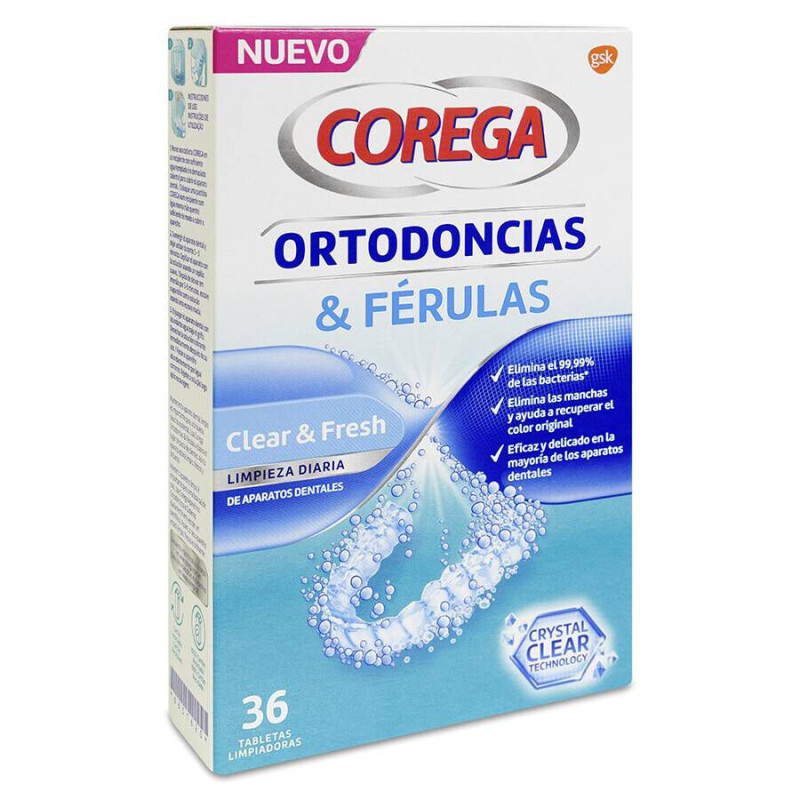 COREGA ORTODONCIAS & FERULAS 36 TABLETAS LIMPIADORAS