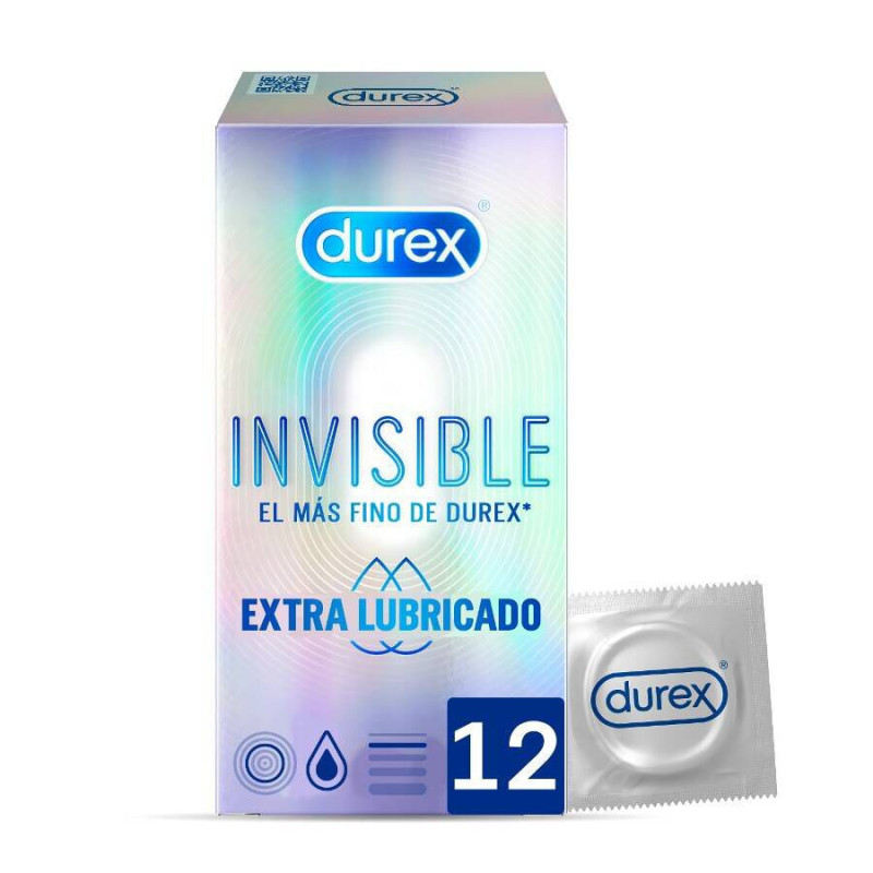 DUREX INVISIBLE EXTRA FINO EXTRA LUBRICADO PRESERVATIVOS 12 UNIDADES