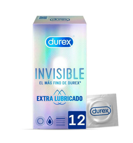DUREX INVISIBLE EXTRA FINO EXTRA LUBRICADO PRESERVATIVOS 12 UNIDADES