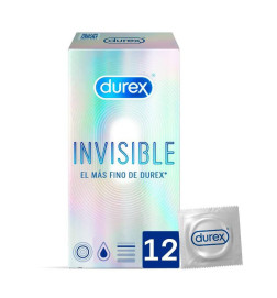 DUREX INVISIBLE EXTRA FINO EXTRA SENSITIVO PRESERVATIVOS 12 UNIDADES