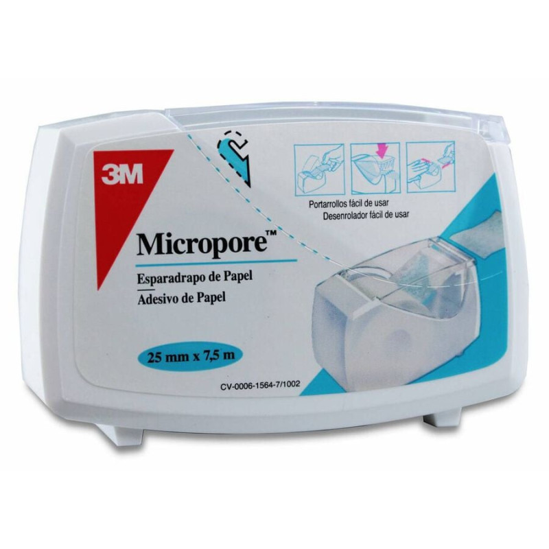 ESPARADRAPO HIPOALERGICO PAPEL MICROPORE 1 UNIDAD 5 M X 25 CM COLOR BLANCO
